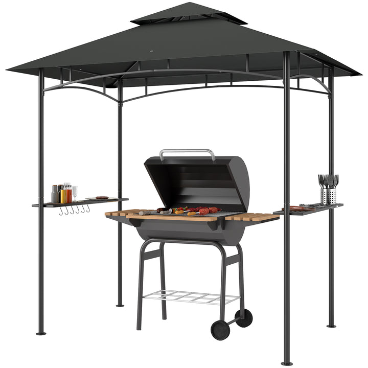 Grillpavillon med LED-belysning, 240 x 150 x 258 cm, vandafvisende, flammehæmmende, havepavillon med dobbeltlagstag