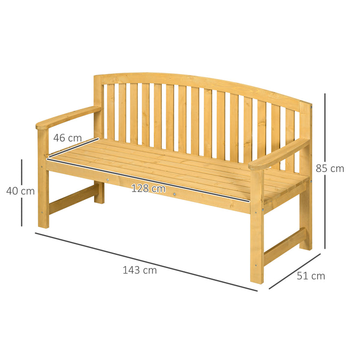 2-personers havebænk i træ, vejrbestandig, havemøbler med ryglæn, 240 kg lasteevne, 140 x 50 x 85 cm, orange