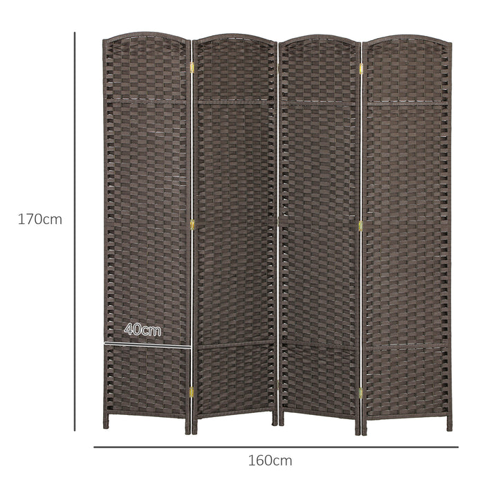 4-Panels rumdeler, foldbar skærm, skærm til stue, soveværelse, hjemmekontor, brun