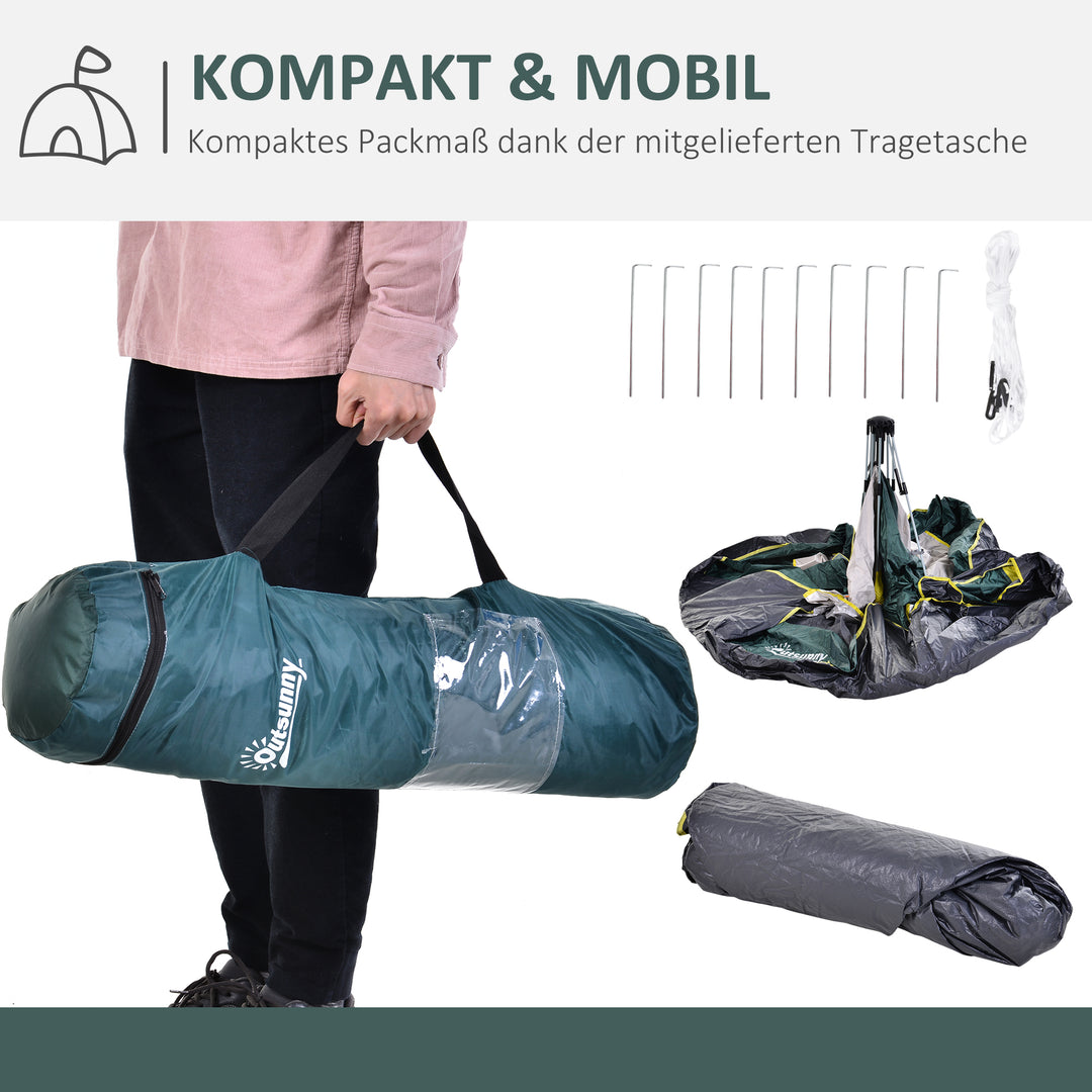 Campingtelt til 3 personer, pop-up kuppeltelt med vindue, bæretaske, pløkker, bund, familietelt med 1000 mm vandsøjle, telt til camping, rejser, trekking, have