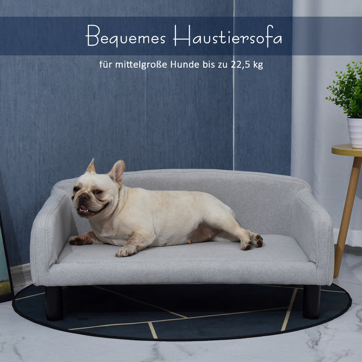 Hundesofa med blødt betræk kæledyrssofa med træben hundeseng 82 x 54 x 36 cm