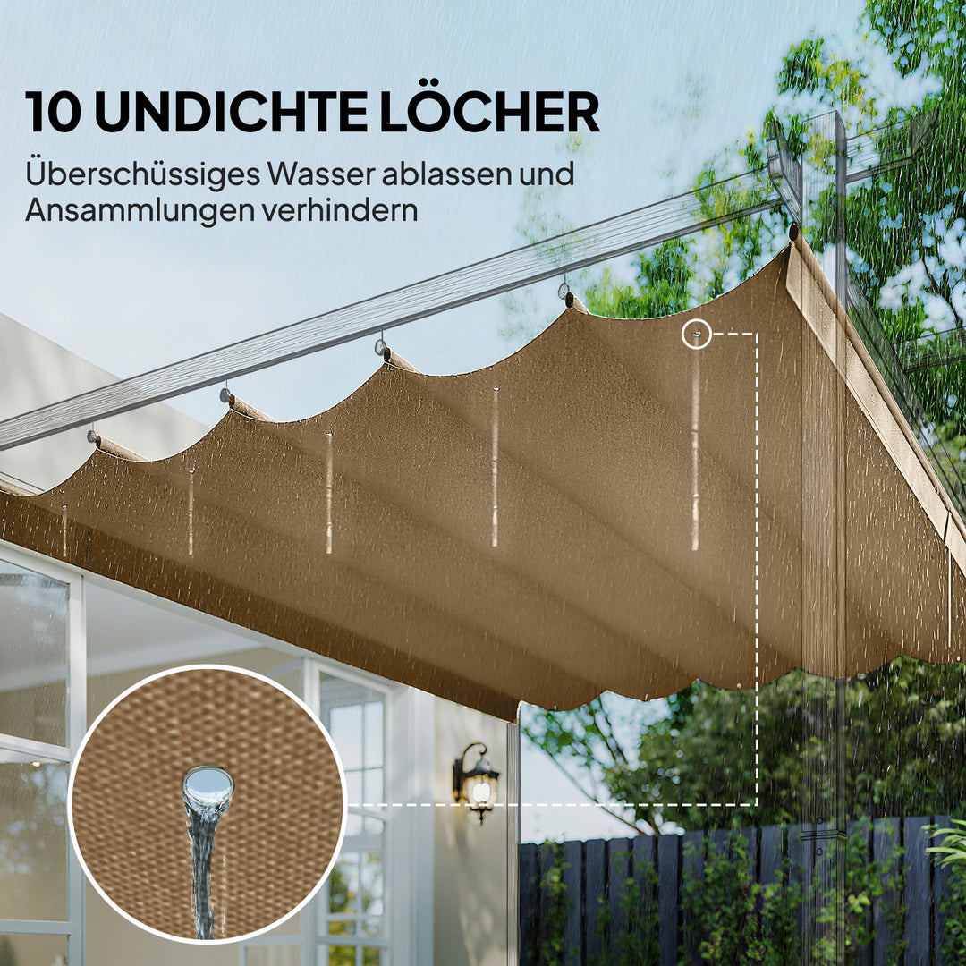 Udskiftningstag til 3 x 3 m pergola, udtrækkeligt, med drænhuller til regnvand, vejrbestandigt, polyester, 250 x 255 cm, brun