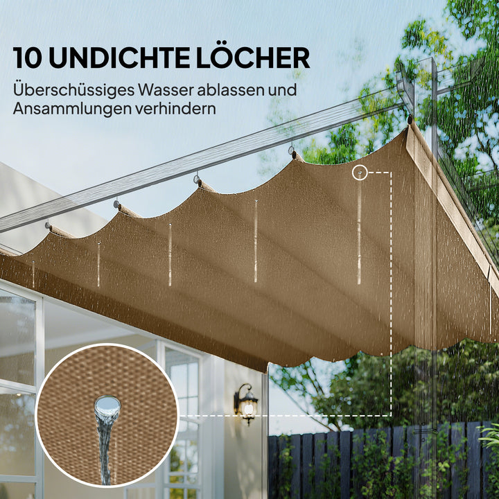 Udskiftningstag til 3 x 3 m pergola, udtrækkeligt, med drænhuller til regnvand, vejrbestandigt, polyester, 250 x 255 cm, brun