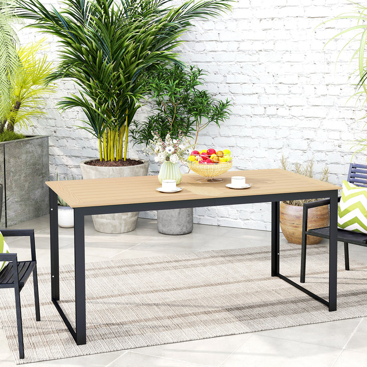 Havebord til 6 personer 160 x 80 cm vejrbestandigt balkonbord med lamelbordplade, buffetbord udendørs teak