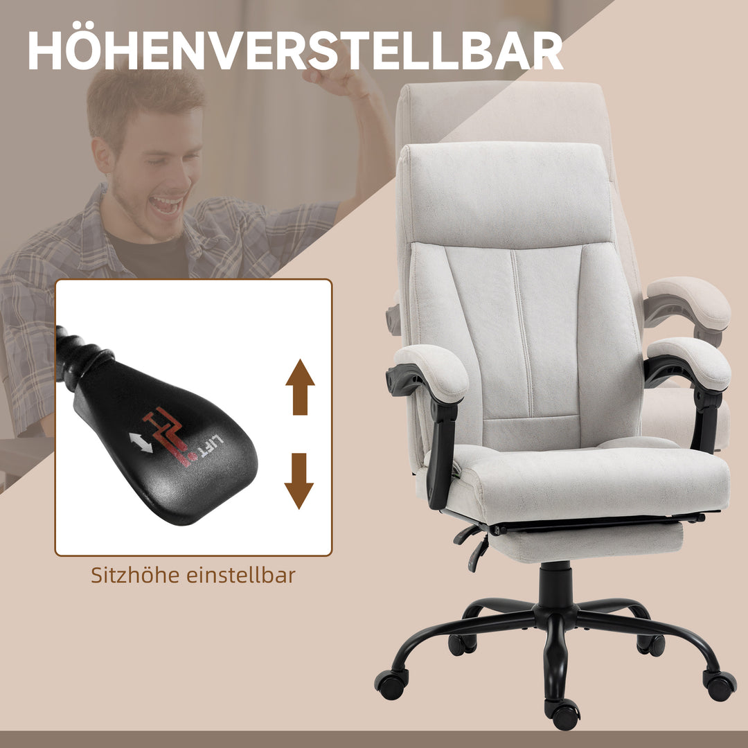 Massage kontorstol computerstol, lændevarme, vippefunktion, lysegrå