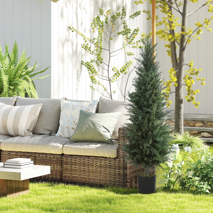 Kunstig cypres plante, 638 plastblade, med potte, uv-resistent, grøn