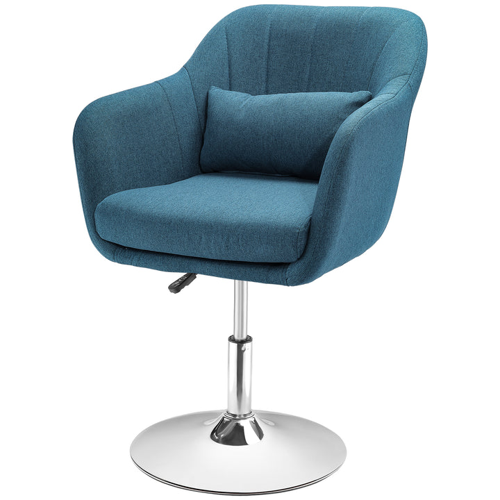 Drejestol, hørlignende polyester, metal, 60 x 60 x 79-91 cm, blå