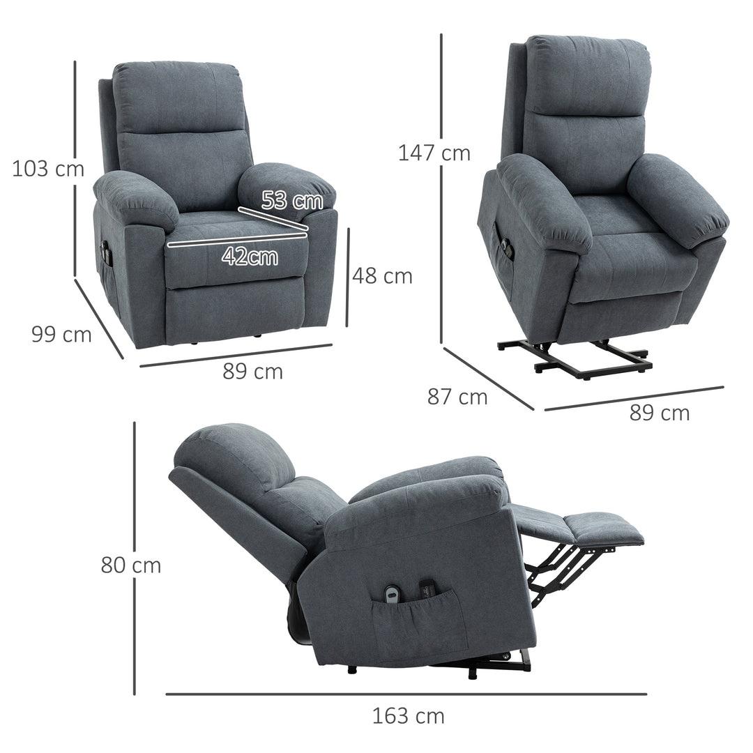 Massagestol med stand-up-hjælp, sygeplejestol med stand-up-hjælp, 8 vibrationsmotorer, inkl. fjernbetjening, grå