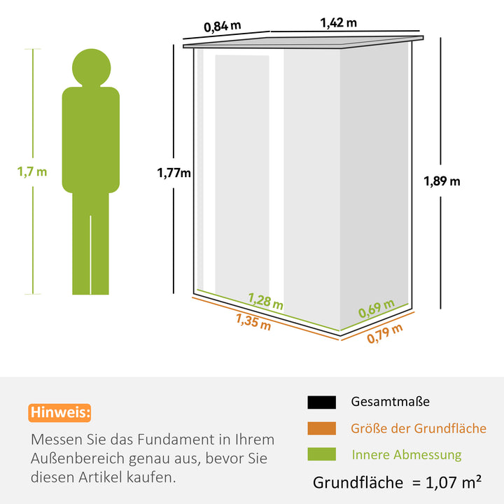 Haveskur med dør udendørs stål mørkegrå 142 x 84 x 189 cm
