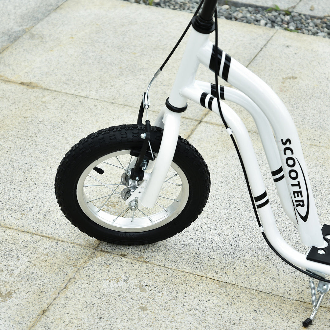 Børneløbehjul fra 5 år løbehjul børneløbehjul sparkløbehjul city scooter børneløbehjul kickboard med luftgummidæk 12 tommer gummi aluminium hvid 120 x 58 x 85-95 cm