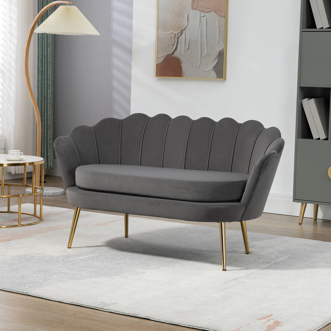 2-Personers loungesofa med bløde og generøse hynder, polstret sofa, siddemøbler, polstrede møbler, designersofa, elegant, fløjl, polyester, grå, 133 x 63 x 75 cm