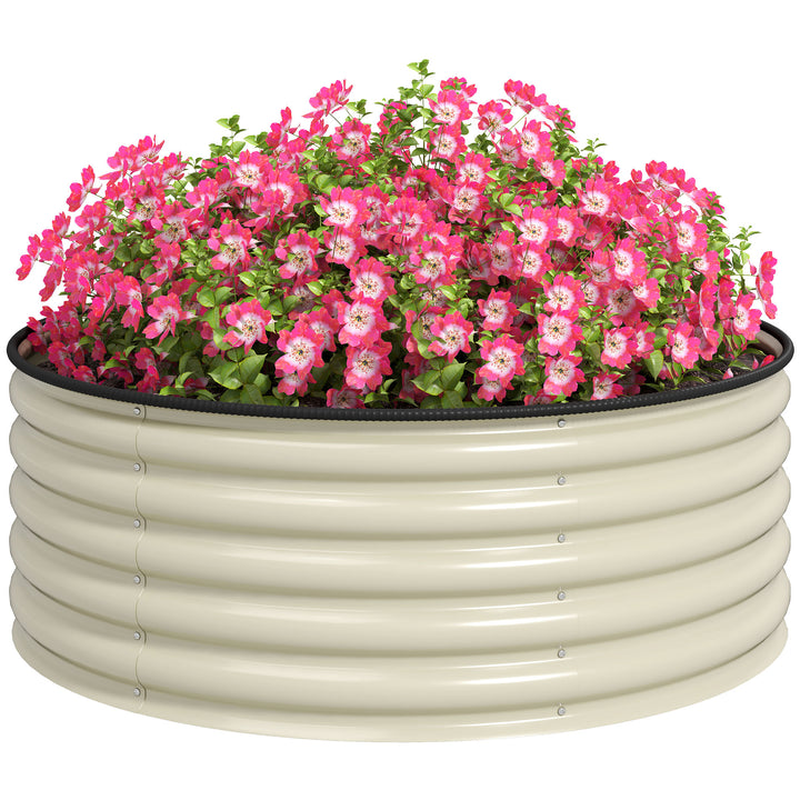 Højbed, galvaniseret plantekasse med sikkerhedskant, plantekasse med åben bund, 120 x 120 x 43 cm, cremehvid