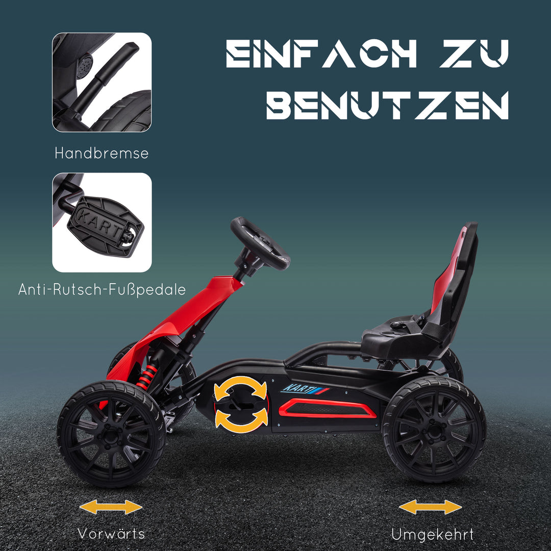 Gokart pedal gokart med bakgear og fremadgående gear, til børn i alderen 3 til 8 år, rød
