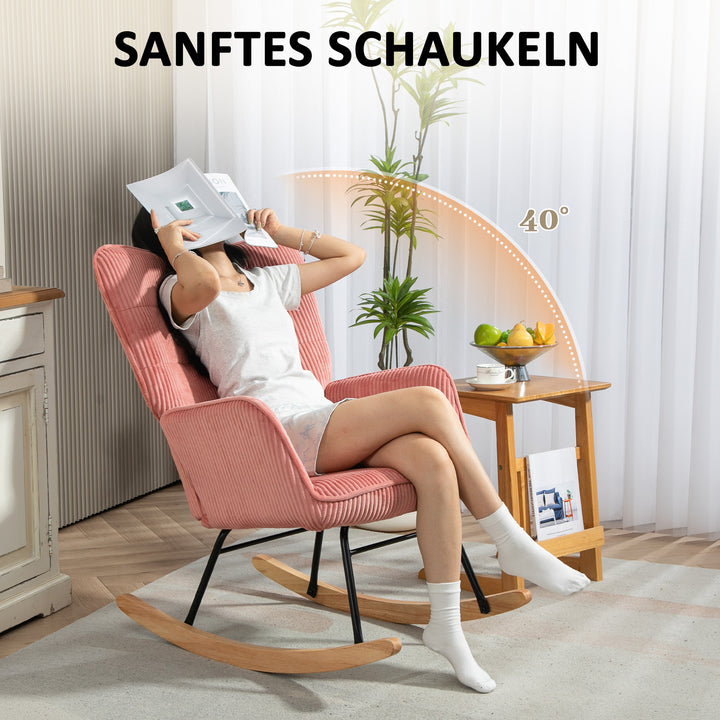 Gyngestol, lænestol, gyngestol, belastningskapacitet op til 120 kg, polyester, 98 x 71 x 101 cm, pink