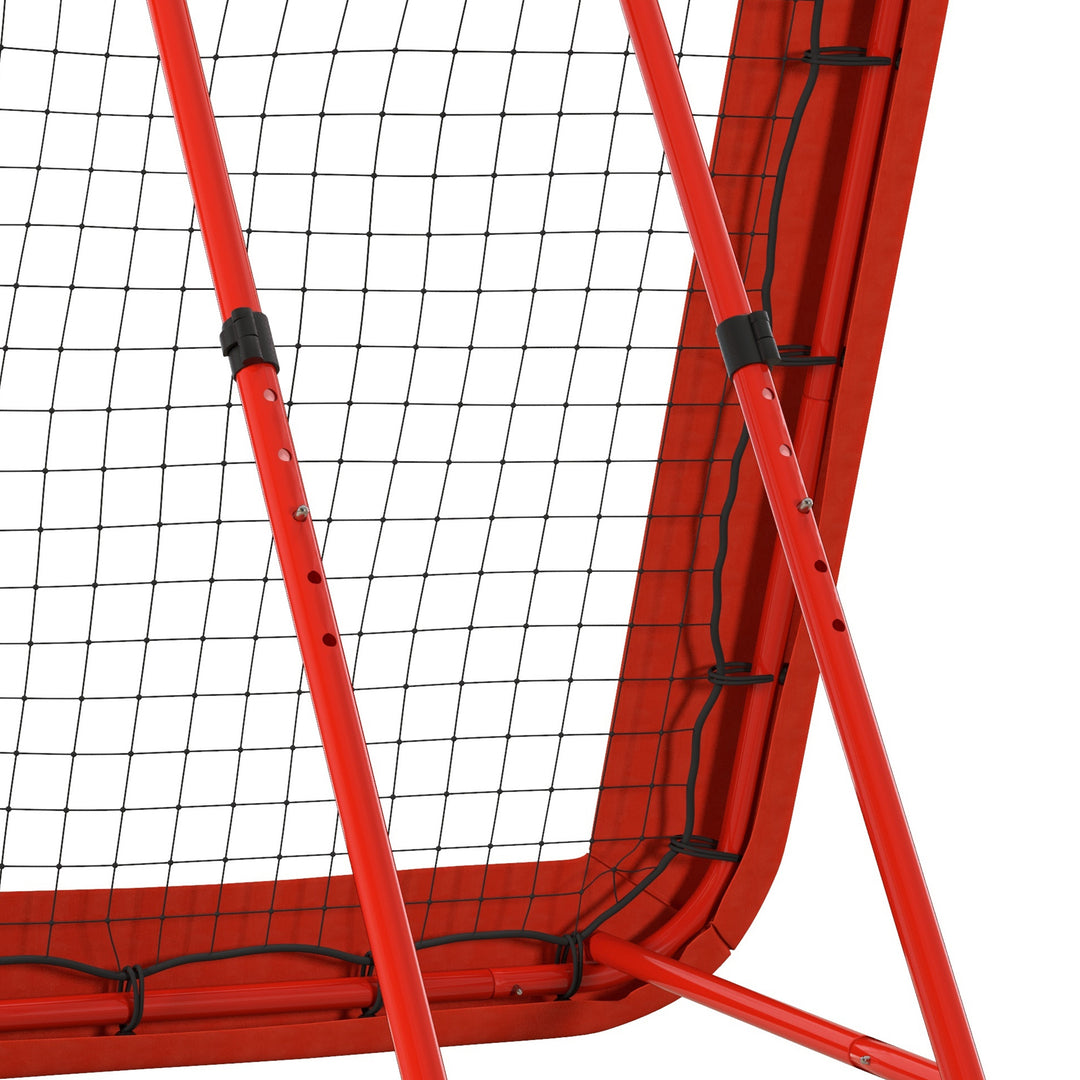 Fodbold rebound net, justerbart, foldbart, metalramme, all-weather pe net, inkluderer pløkker, rød