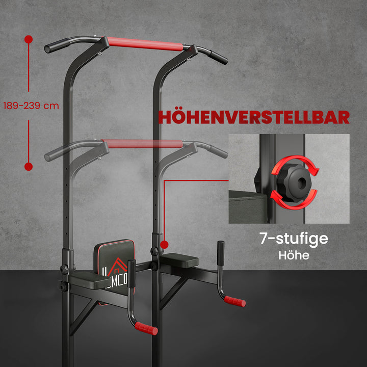 Power Tower højdejusterbar dipstation med pull-up stang, sugekopper, polstret træningsudstyr til hjemmet