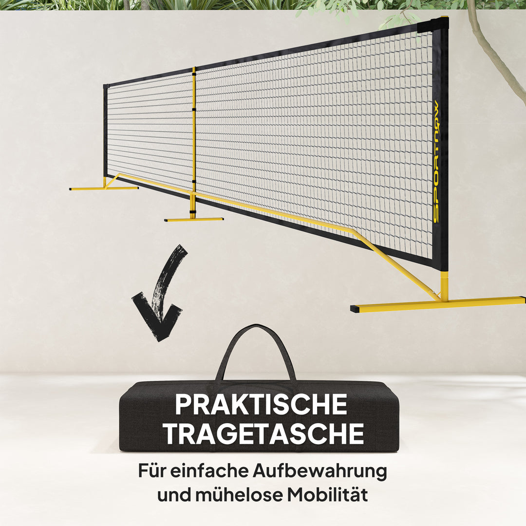Pickleball-net 6,7 m Bærbart med bæretaske Metalramme Gul