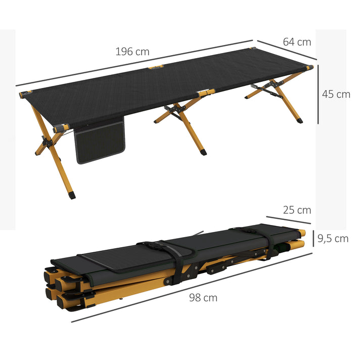 Sammenklappelig feltseng med bæretaske 196 x 64 x 45 cm gæsteseng op til 200 kg til udendørs campingrejser