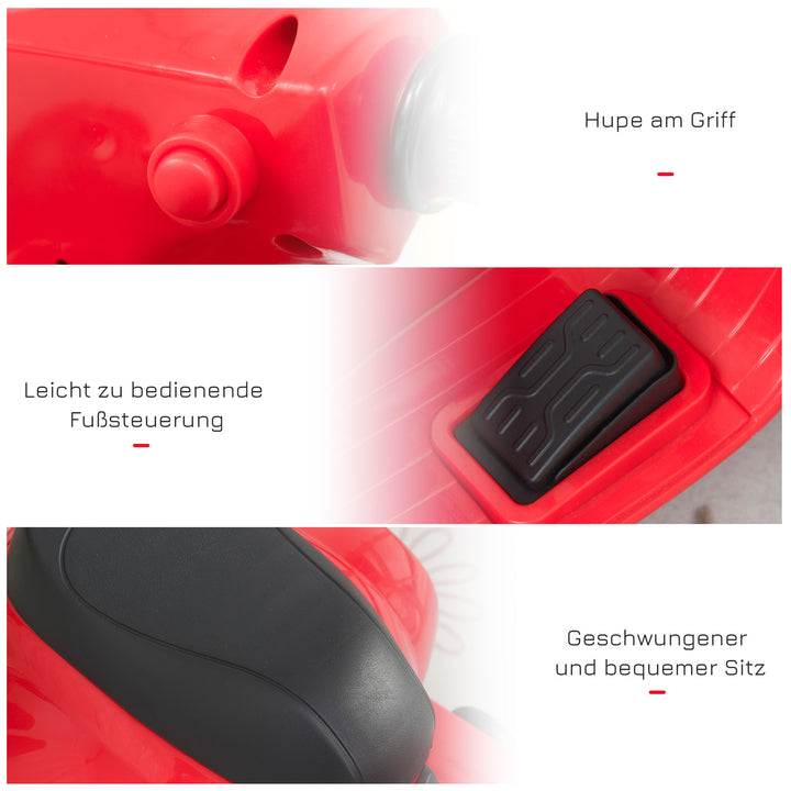 Elektrisk børnemotorcykel vespa elmotorcykel med led-lys, lyd, børns elmotorcykel til børn fra 18-36 måneder rød