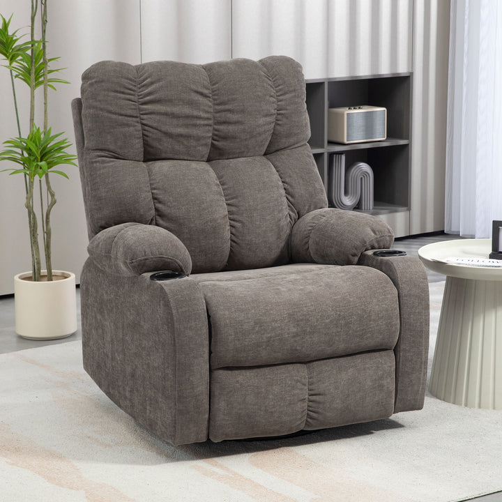 Afslapningsstol med fodstøtte, moderne loungestol, drejelig, op til 150 kg, stålstel, 88 x 96 x 108 cm, lysebrun