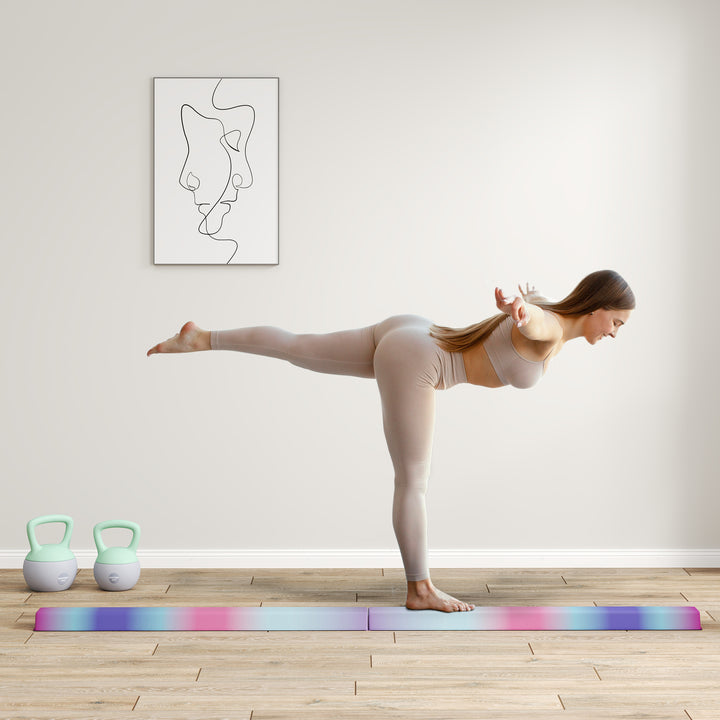 Balancebom 2,4 m, foldbar, skridsikker base, fra 3 år, op til 80 kg, flerfarvet