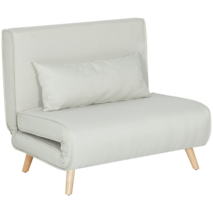 Enkelt sovesofa sovesofa foldsofa justerbar ryglæn liggestol nordisk skandinavisk 25d skum hushør imiteret grantræ cremehvid 94 x 78 x 80 cm