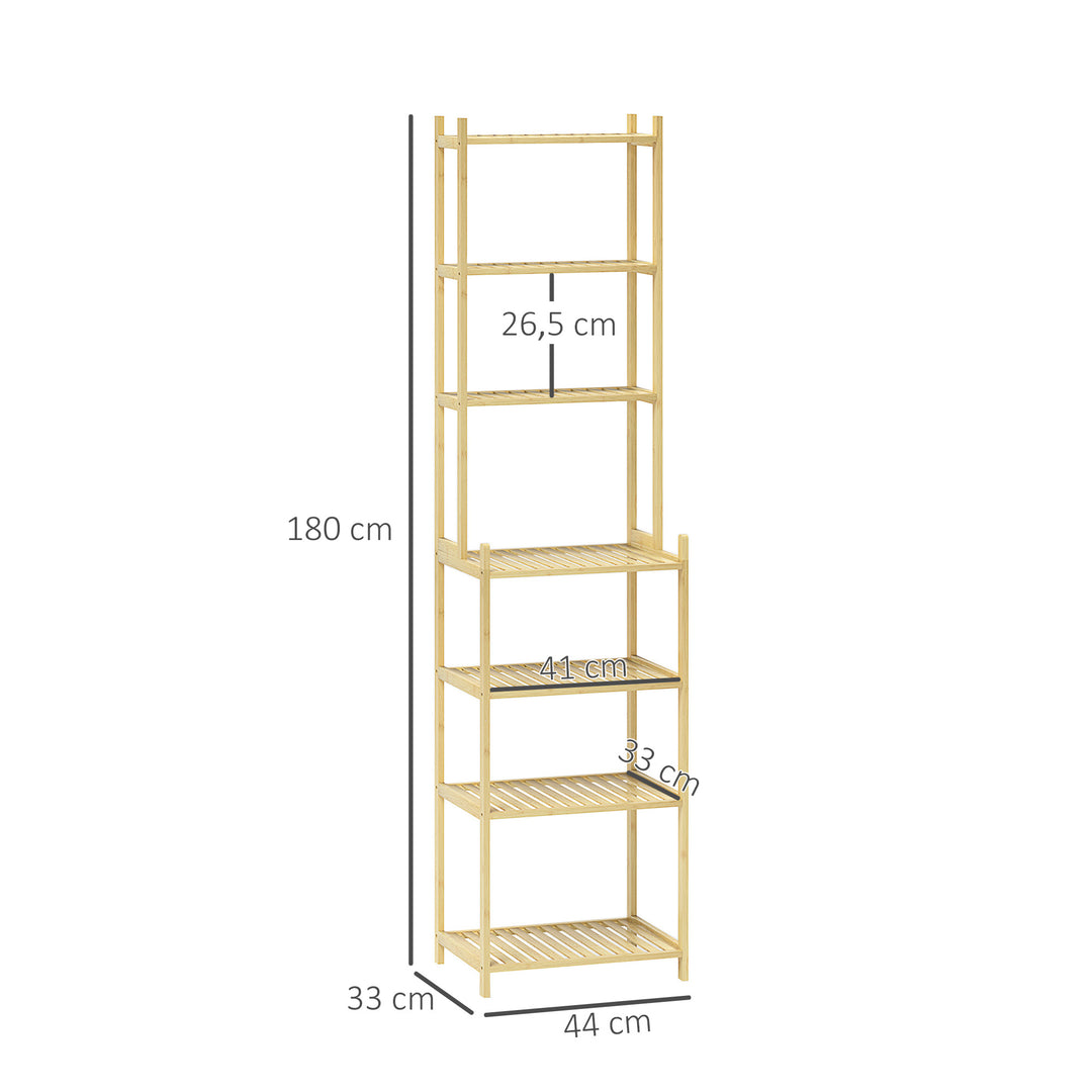 Badeværelsesreol i bambus, robust, 180 cm, naturfarvet
