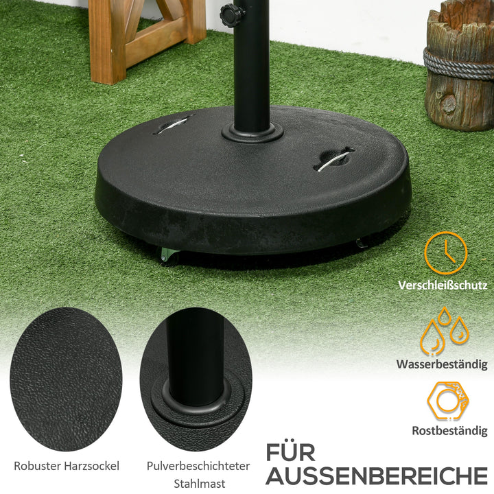 Parasolstativ, parasolfod, parasolholder, vejrbestandig, med hjul, Ø53 x 41H cm, sort