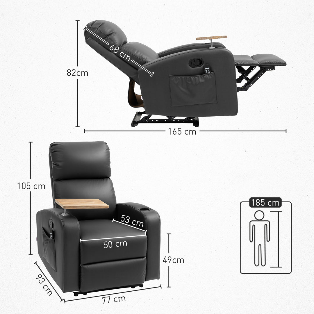 Massagestol med klapbord og fodstøtte, 77 cm x 93 cm x 105 cm, sort