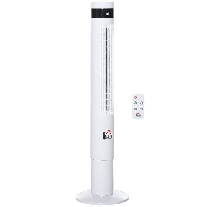 Tårnventilator, piedestalventilator med 3 hastighedsindstillinger, fjernbetjening, 50W ventilator med 12-timers timer, LCD-display, 85° oscillation, til soveværelser, hvid