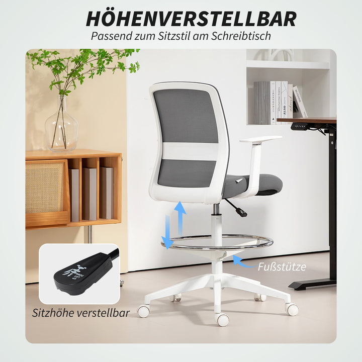 Kontorstol, drejelig, hjul, netryg, skumhynde, grå