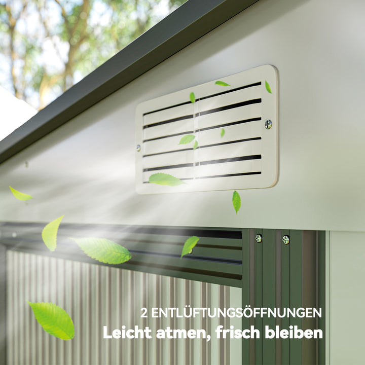 Metalredskabsskur 2,81m² 154x206,5x181 cm redskabsskur med fundament til nedhængt tag