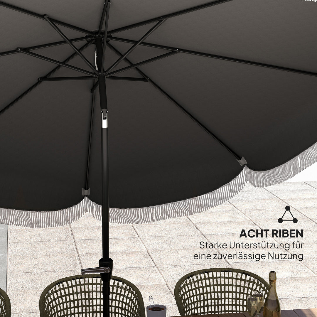 Parasol ø269 cm, uv-beskyttelsesparasol ottekantet balkonparasol solbeskyttelse til haven, mørkegrå