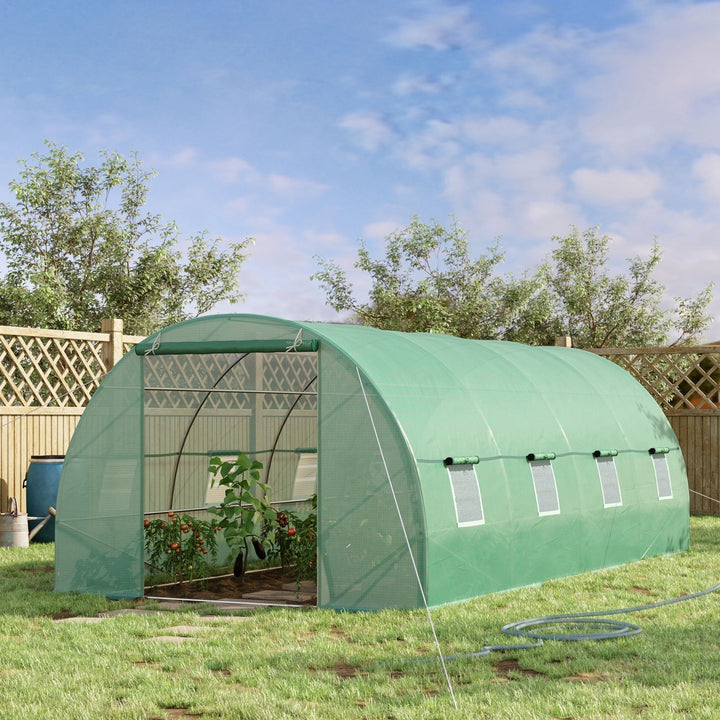 Polytunnel drivhus tomatdrivhus drivhus polytunnel koldramme med vindue grøn 595 x 300 x 200 cm