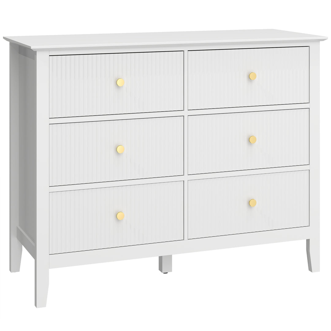 Kommode/skænk med 6 skuffer, moderne opbevaringsskab til stue, soveværelse, entre, 100 x 40 x 78 cm, hvid