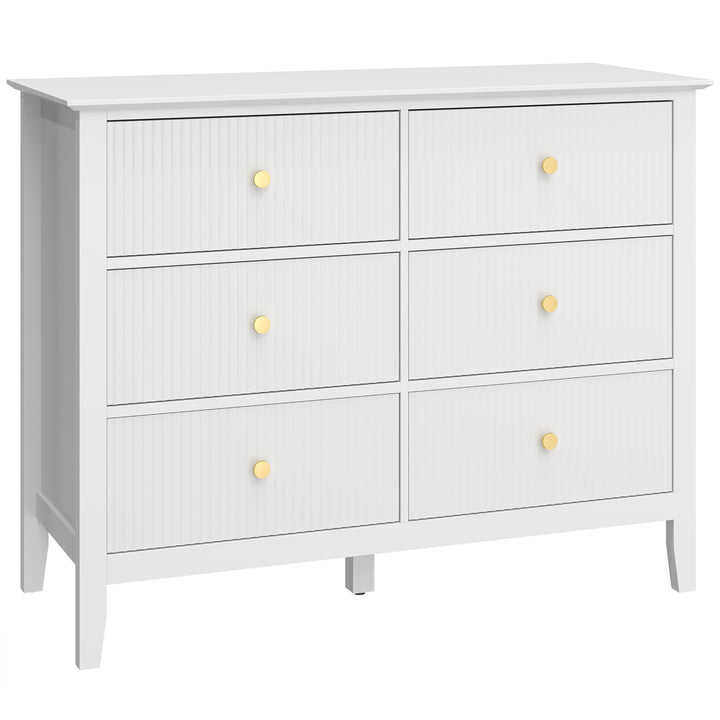 Kommode/skænk med 6 skuffer, moderne opbevaringsskab til stue, soveværelse, entre, 100 x 40 x 78 cm, hvid