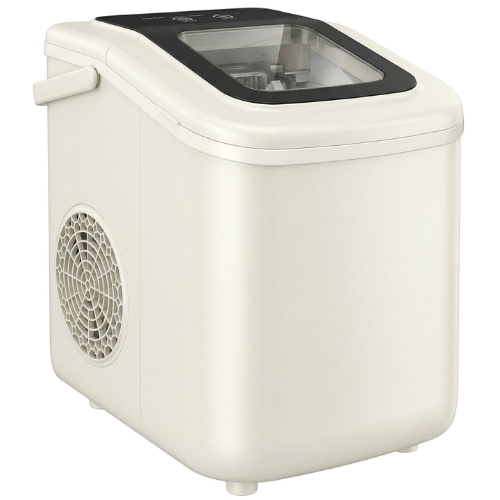 Bærbar isterningmaskine med selvrensende funktion, isske og kurv, 12 kg/24 timer, beige