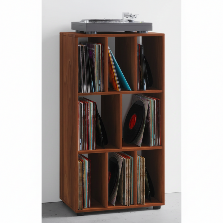 Vinylreol til 250 LP'er, 115 x 60 x 34 cm, brun