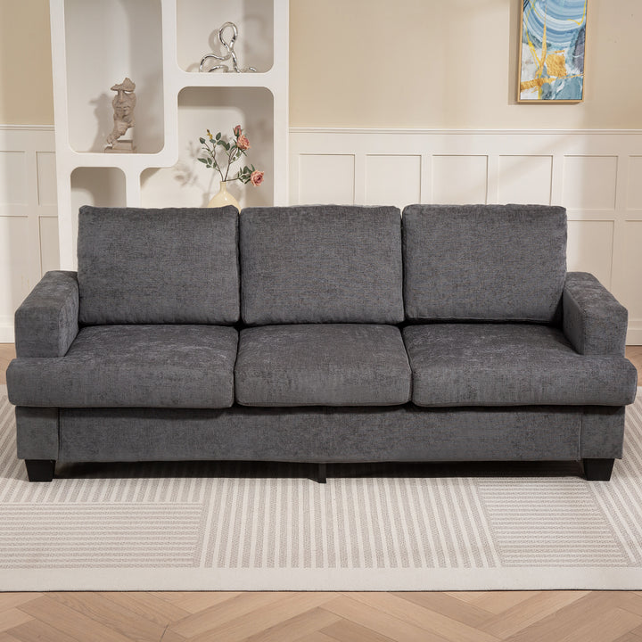 3-personers sofa, stuesofa til 3 personer, stofbetræk, stålstel, polstret sofa, grå