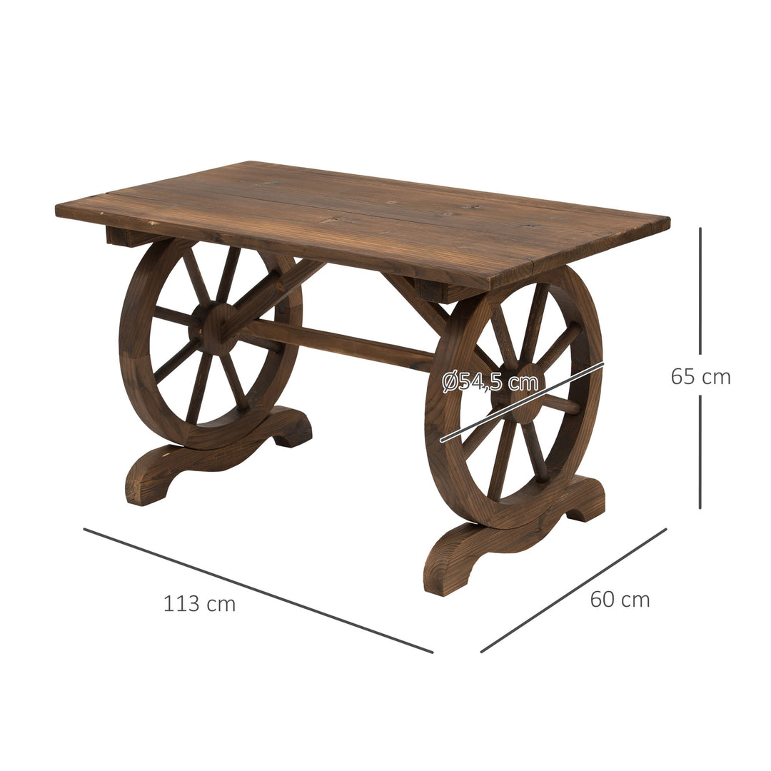 Havebord, balkonbord, træbord, hjuldesign, vejrbestandigt, massivt træ, natur, 110 x B60 x H65 cm
