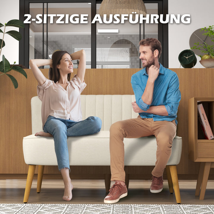 2-Personers sofa, blød polstring, letplejeligt betræk, op til 150 kg, 117 x 56,5 x 77 cm, cremehvid