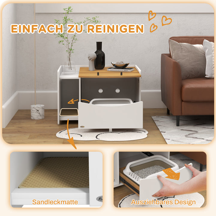 Kattebakke, udtrækkelig, skabsdesign, kattebakke, 78x50x51cm, eg/hvid