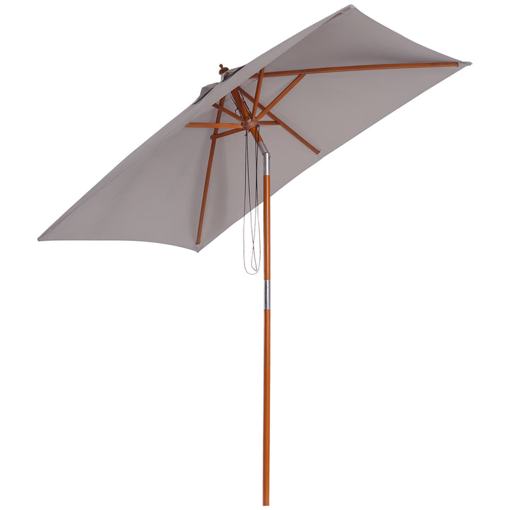 Parasol 200 x 150 x 235 cm, Sammenklappelig Haveparasol, 3-trins justerbar, Rektangulær Strandparasol, Vandafvisende og UV-resistent til Strand, Balkon, Terrasse, Have, Grå