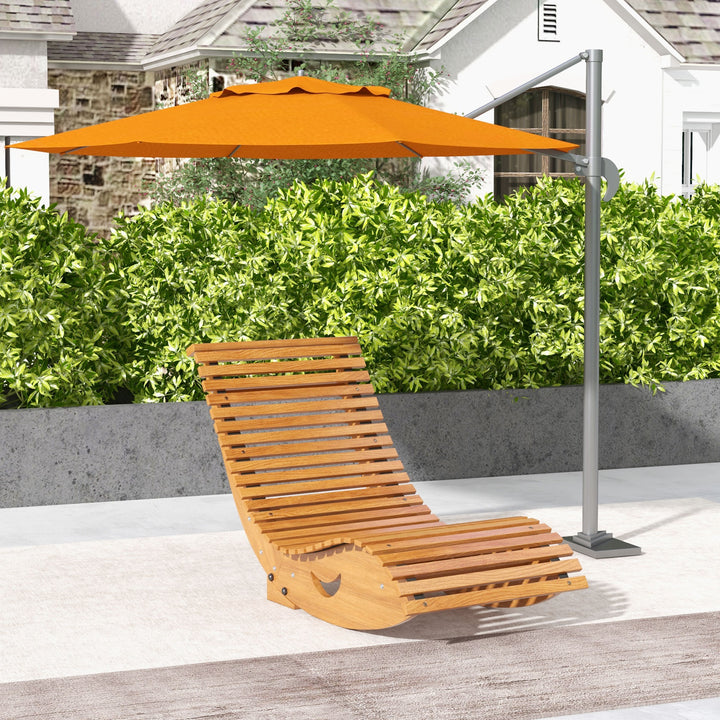 Udendørs gyngestol, høj ryg, justerbar base, fyrretræ, 130 x 60 x 60 cm, lysebrun