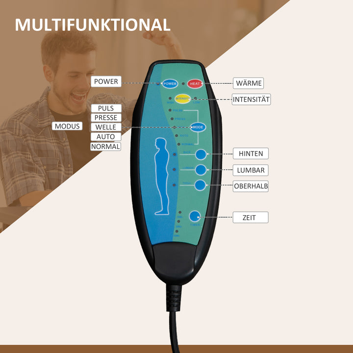 Kontorstol med massagefunktion, ergonomisk skrivebordsstol med lænefunktion, varmefunktion, sidelomme, cremehvid