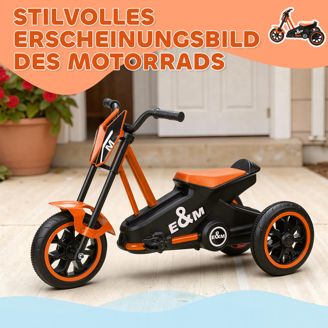 Trehjulet cykel, børnecykel, løbecykel, børnecykel med pedaler, løbecykel til børn 18-36 måneder, stål, 79x44x47 cm, orange