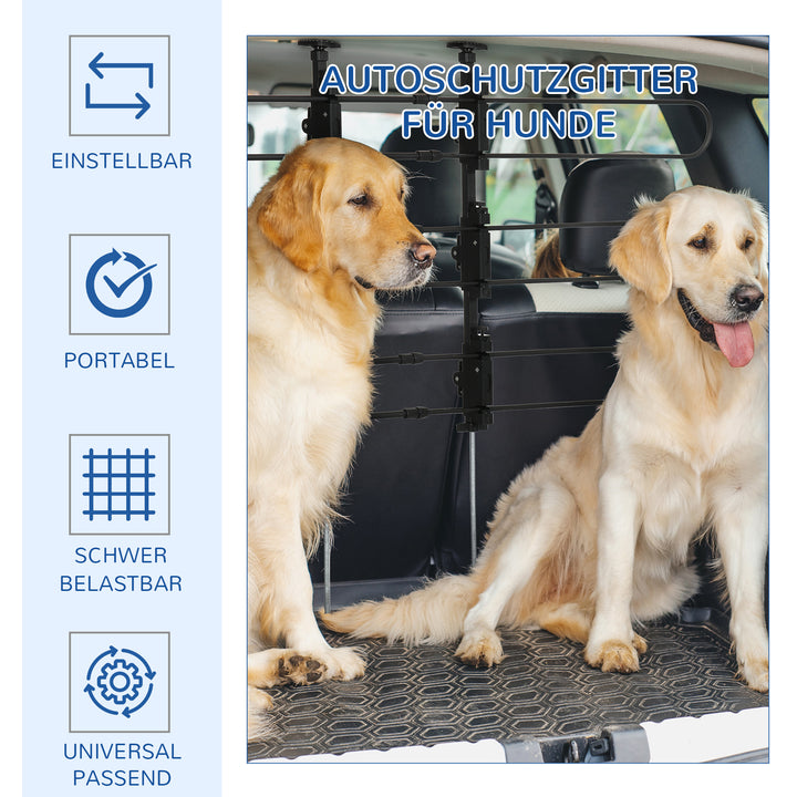 Hundegitter til bagagerummet, let at installere, robust og formstabil, stål, 150 x 9 x 124 cm