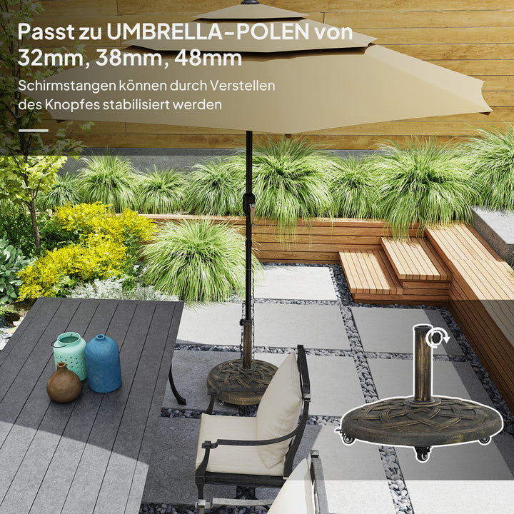 Beton parasolfod, parasolstativ med hjul, rund parasolholderstativ til parasoller 32/38/48 mm
