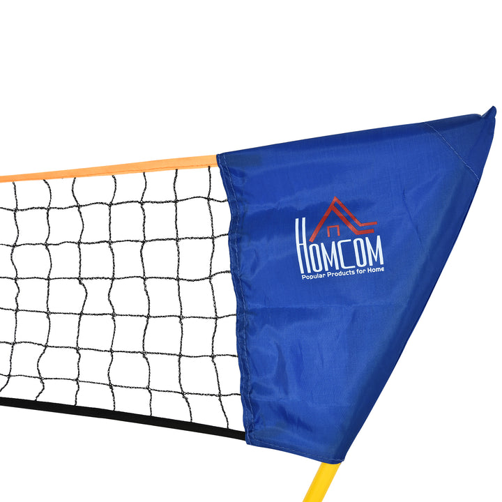 Badmintonnet med stativ, badmintonnetstativ, bærbart netstativ, badmintonnet med 4 badmintonketchere, udendørssport, gul+blå, 286 x 33 x 157 cm