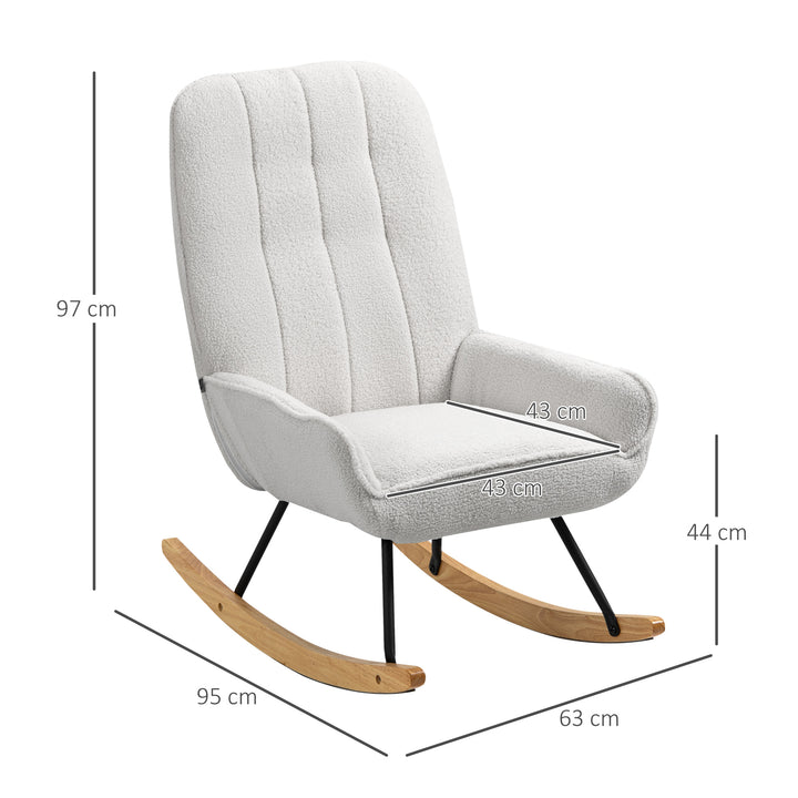 Gyngestol moderne design gyngestol, sherpa fleece, quiltet, 63 cm x 95 cm x 97 cm natur + grå